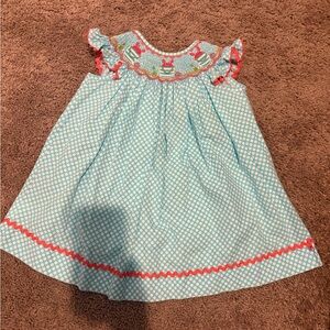 Charming Blue and Red Kids Casual Dress
